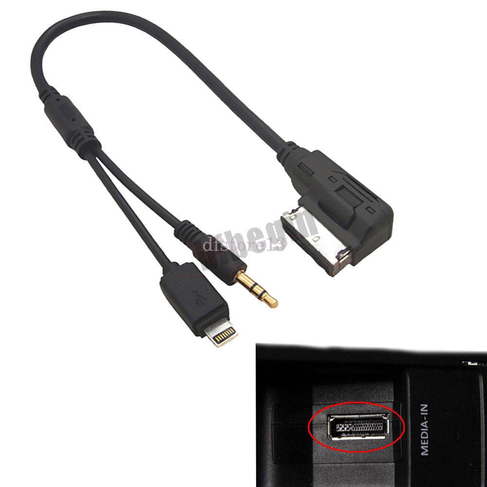 Car AUX cable adapter for iPod/iPhone, AMI/MMI, MP3, 3.5mm, compatible with for Mercedes and for Mercedes-Benz .