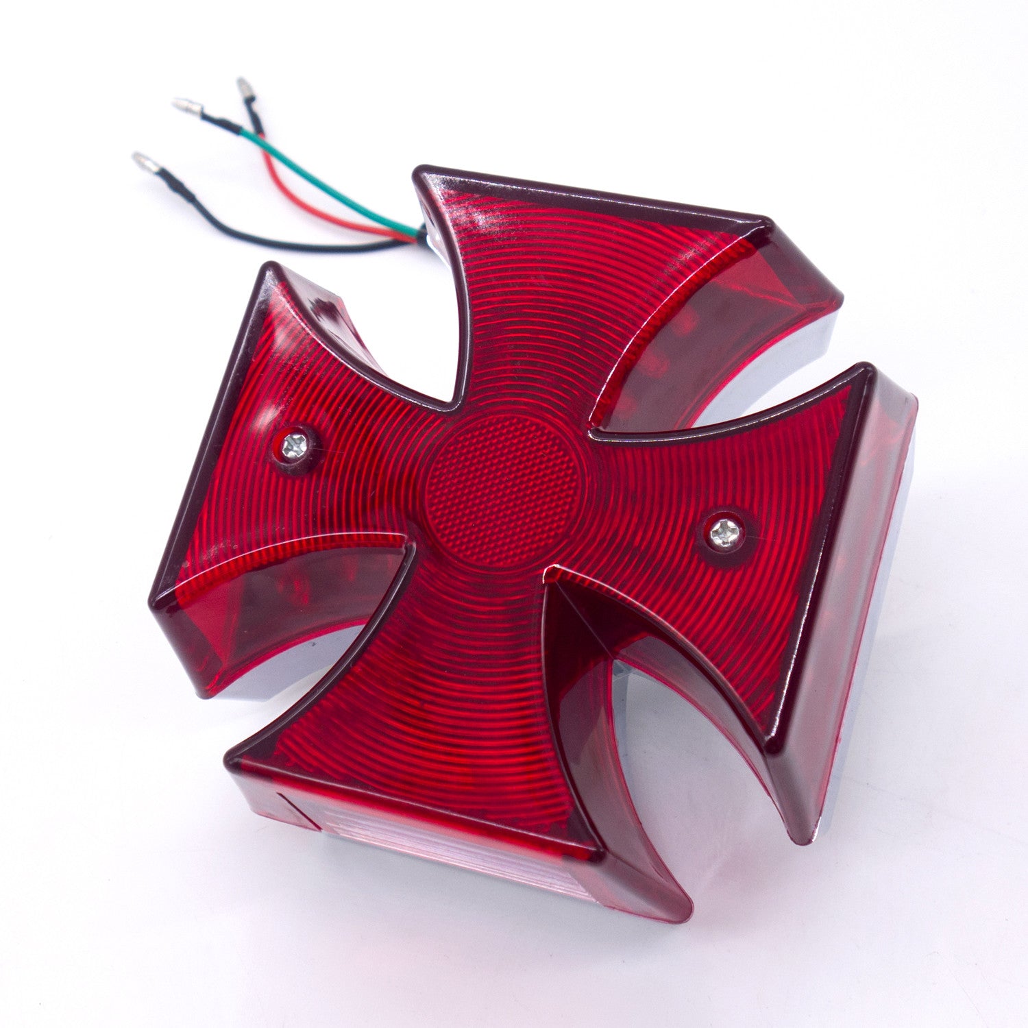Chrome Motorcycle MALTESE Cross LED Tail Brake Rear Light Chopper Bobber Custom Q