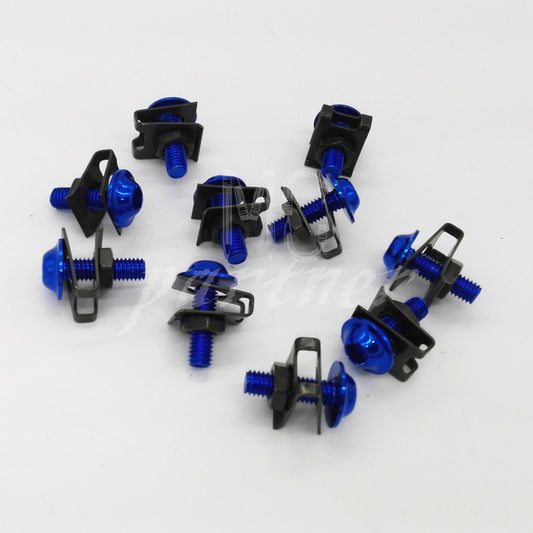 10 x Blue M6 6mm Aluminum Fairing Bolts Kit Body Fastener Clip Screw Sportbike Q
