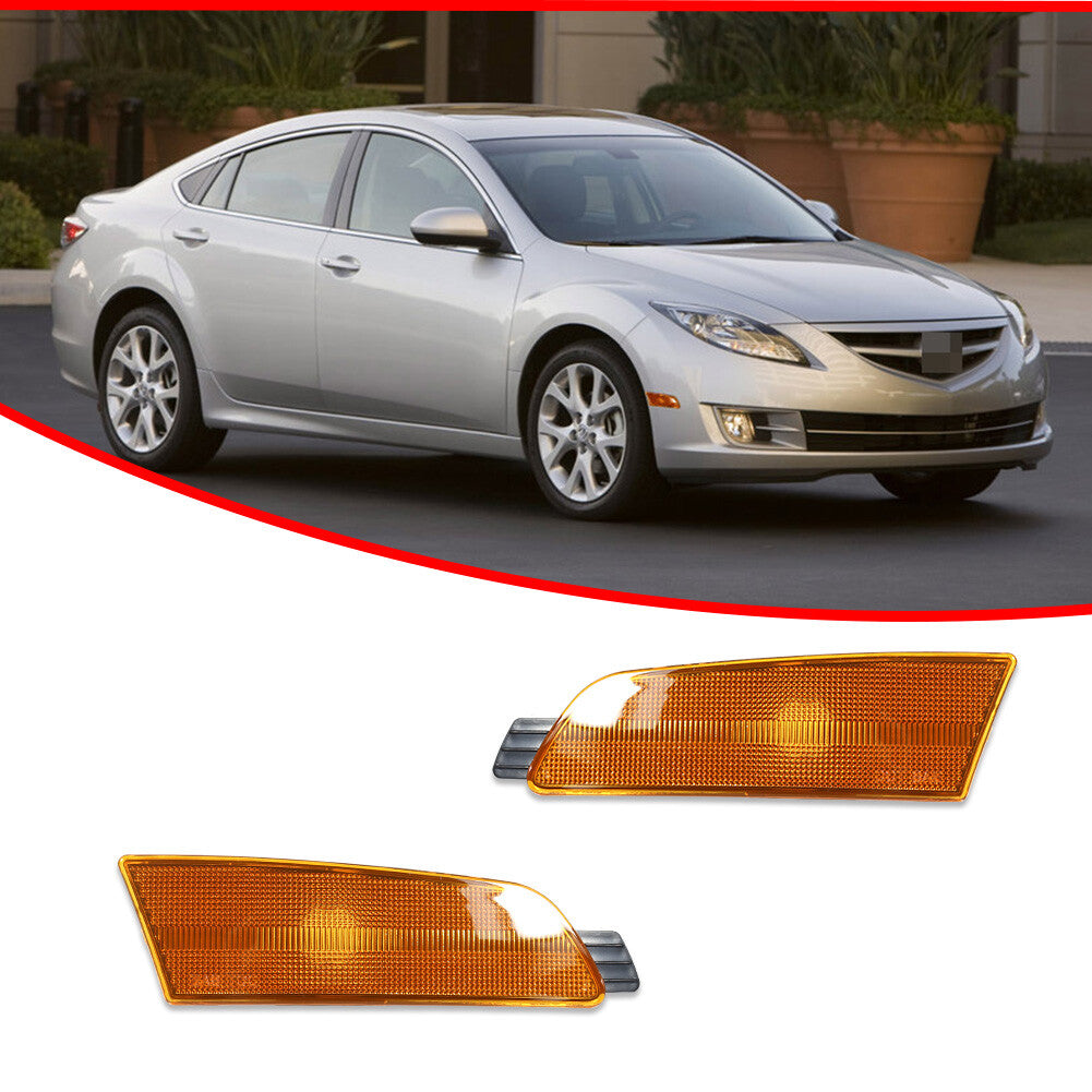 LH and RH Amber Yellow Lens Front Side Marker Reflector Kit for 2009 - 2013 for Mazda 6 - v