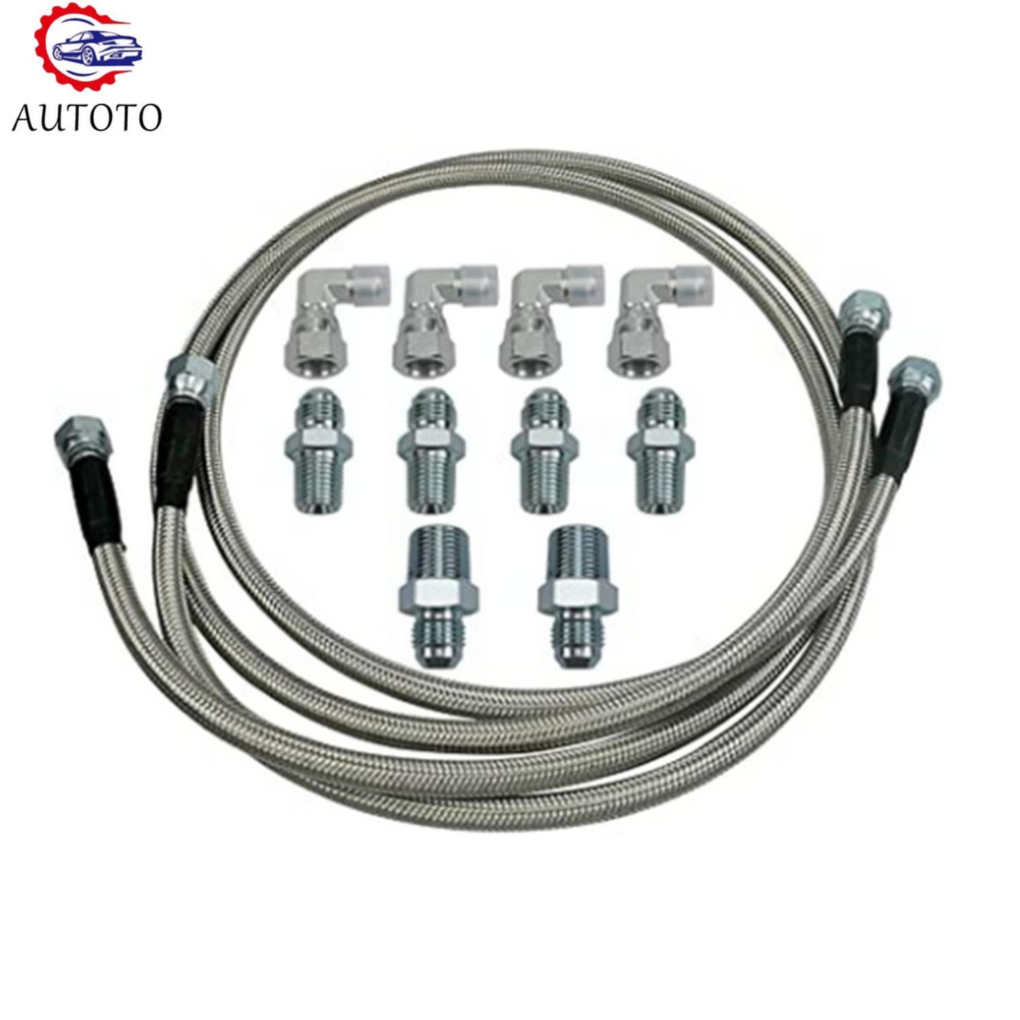TH400 52 Length SS Braided Transmission Cooler Hose lines Fittings 700R4 TH350