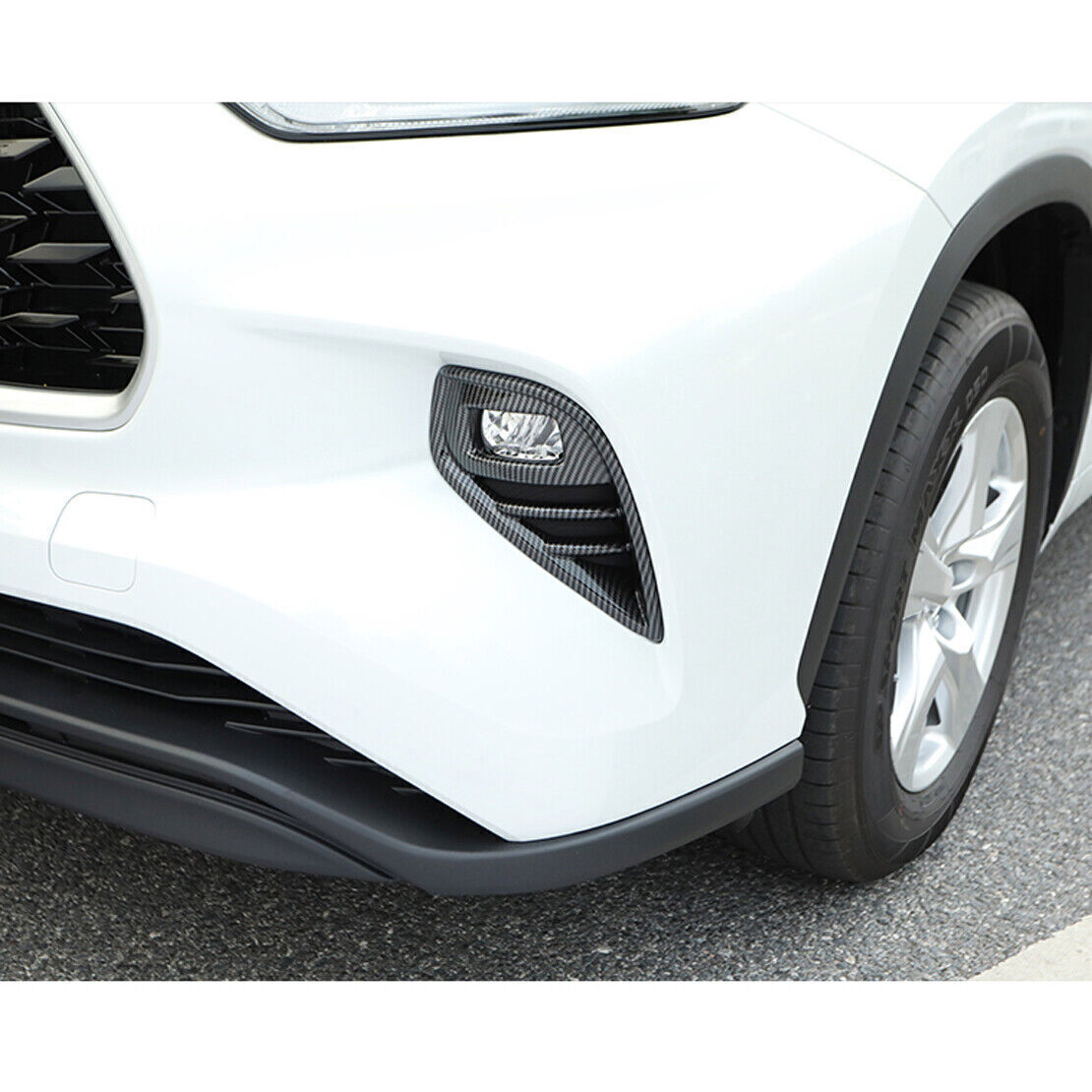 Carbon Fiber 2PCS Front Fog Light Cover Trim Fit for Toyota Highlander 2020-2024