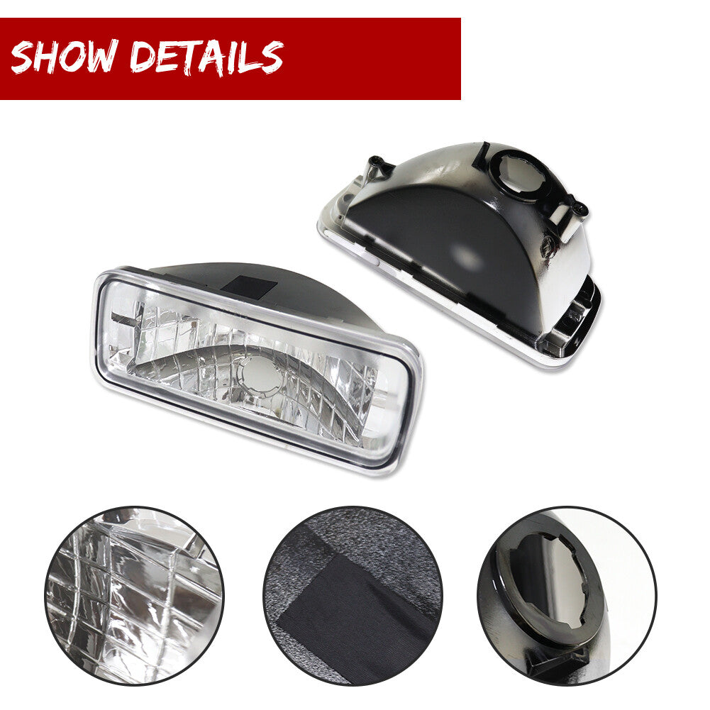 Clear for CHRome Front Bumper Signal Lights Pair for 1985 - 1992 for Camaro - v