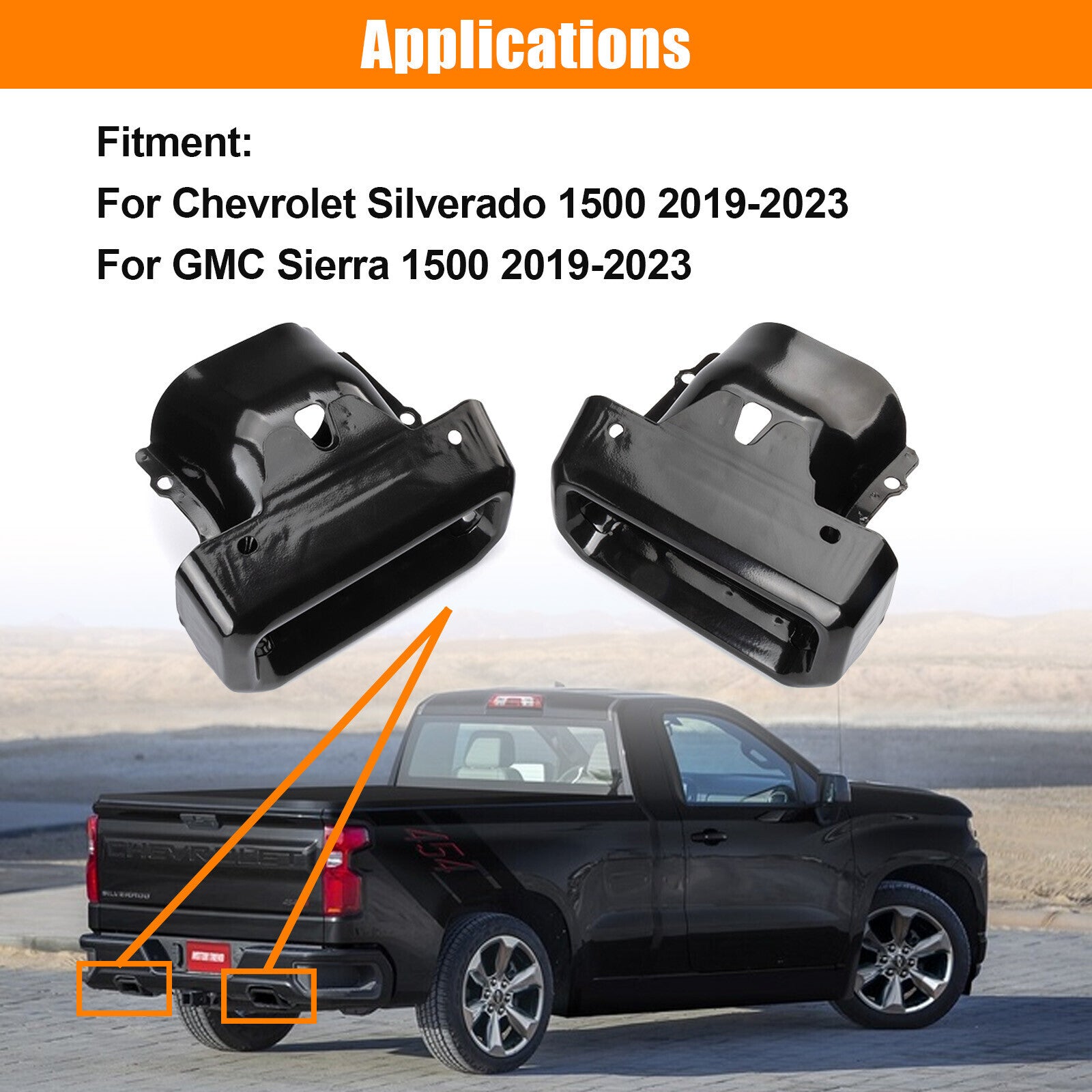84434642 84434641 for Chevy Silverado for GMC for Sierra 19-24 Exhaust Tips Bezels Black Q