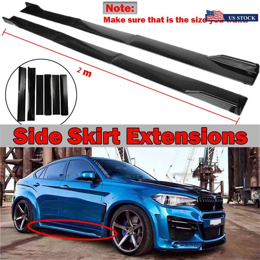 2PCS Universal 78.7Lower Side Skirts Kit Rocker Panel Extension Polypropylene