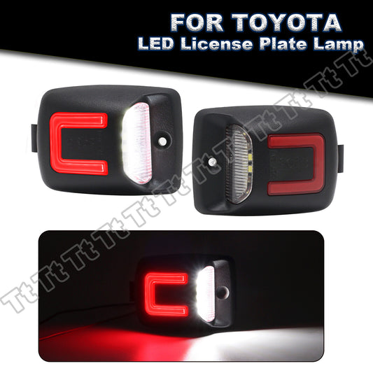 Red and white LED license plate lights suitable for 05-15 Tacoma 00-13 Tundra- v
