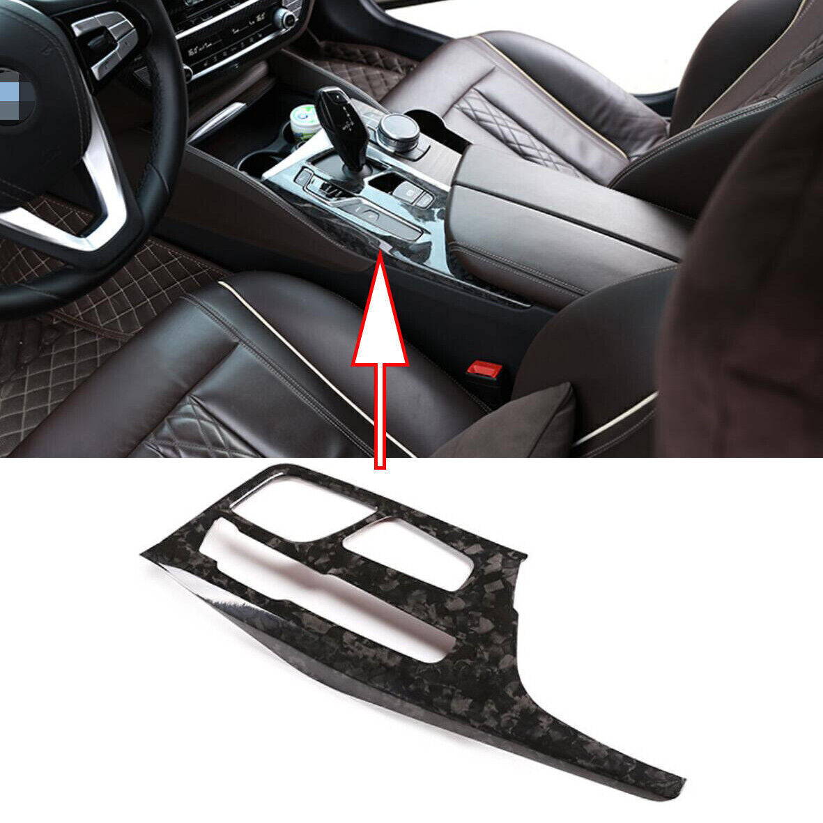 Forged Carbon Fiber for 5 19-22 Center Console Gear Shift Panel Cover n