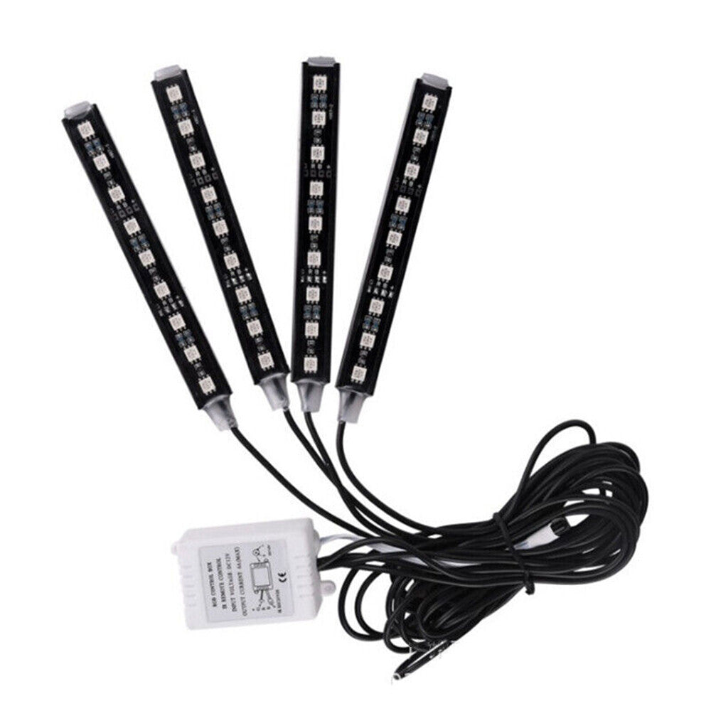 DC 12V Car RGB LED Interior Light Bar Floor Decorative Atmosphere Strip Lamp