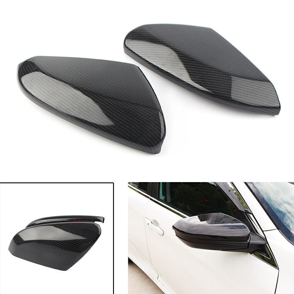 Carbon Fiber Style Rearview Mirror Cover Trim For 2016-2018 17 for HONDA for Civic 2pcs