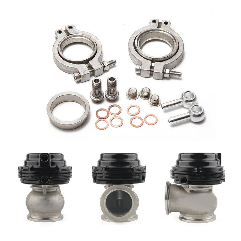 MVS 38mm Turbo Exhaust Manifold External V-Band Flanged Turbo Waste Gate Black