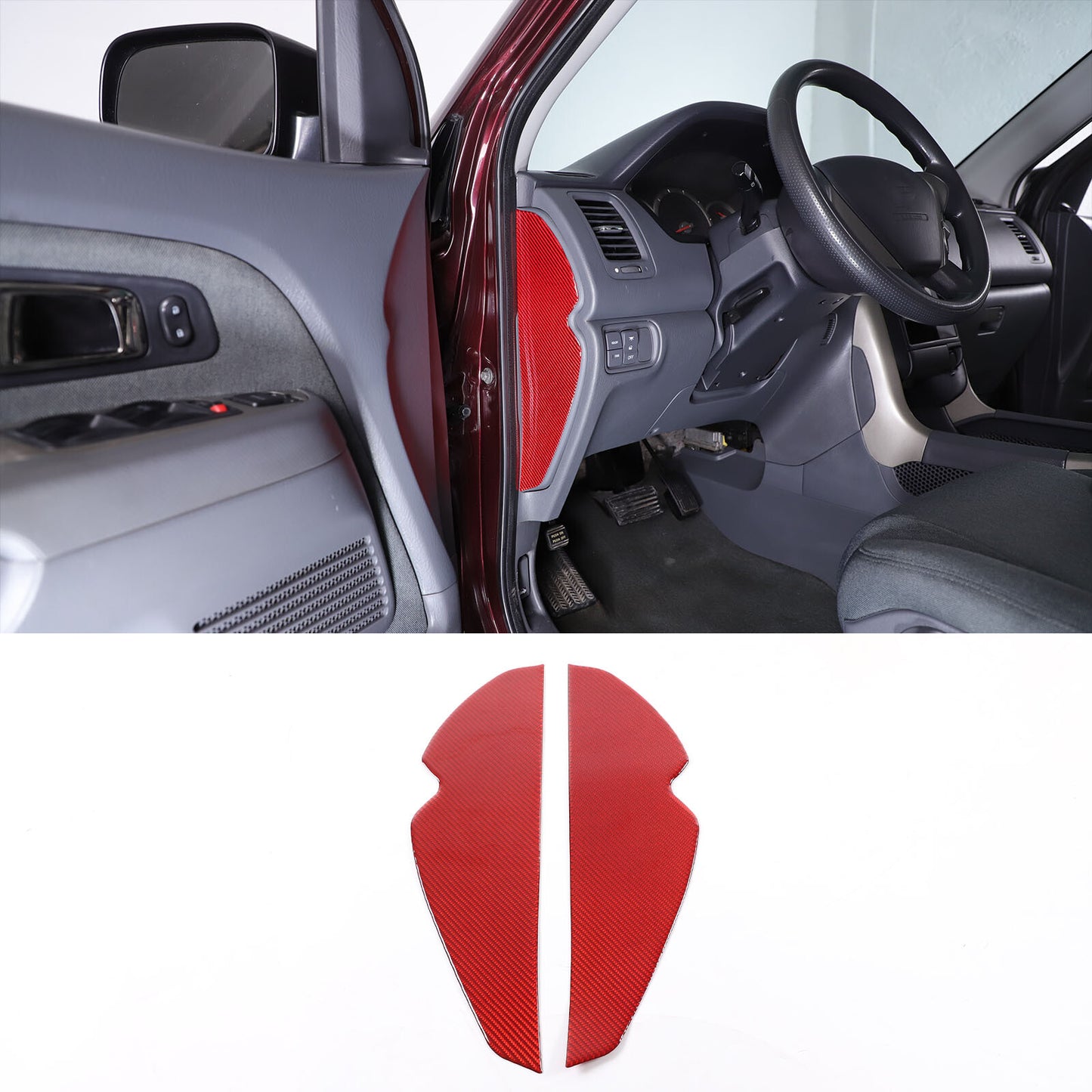 Red carbon fiber front door damper sticker for Honda Pilot 2003 - 2008 n