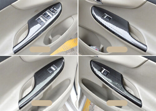 Carbon Fiber Style Lock Switch Panel Window Lift Trim for Toyota for Corolla 09-2013