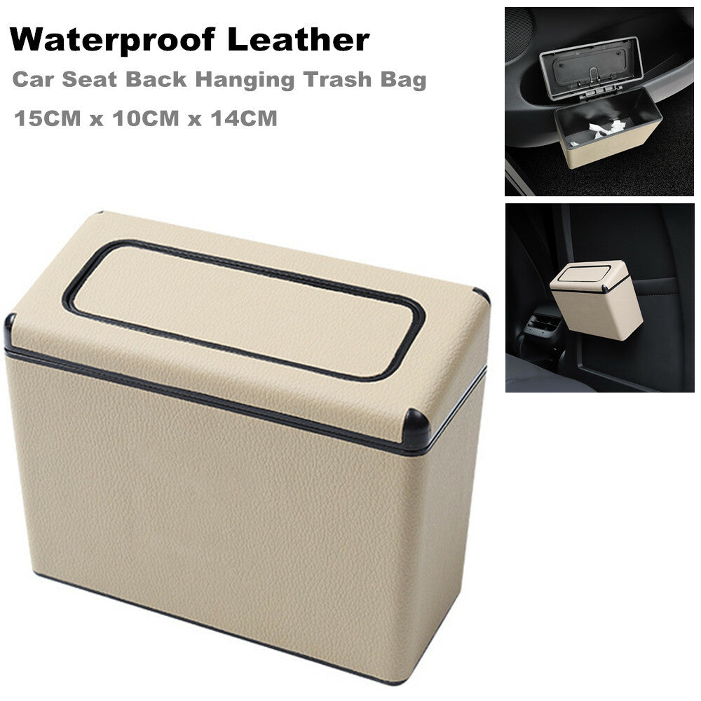 1-Pack Car Leather Door for Seat Backrest Hanging Trash Bags Waterproof Trash Can n