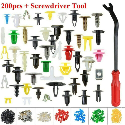 200pcs Car Rivets Fastener Fender Bumper Push Pin Clips Trim Assortment  Tools