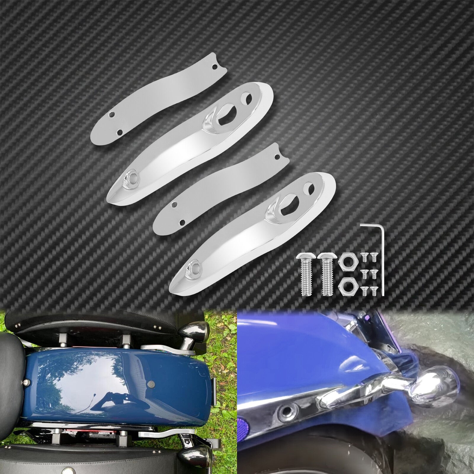 Chrome Rear Turn Signal License Plate Relocation Extension Kit Fit For Softail Q