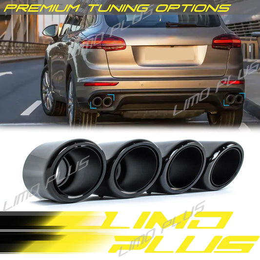 Glossy Black Round Tailpipe Exhaust Tips for Porsche for Cayenne S GTS 2010-2014 Q