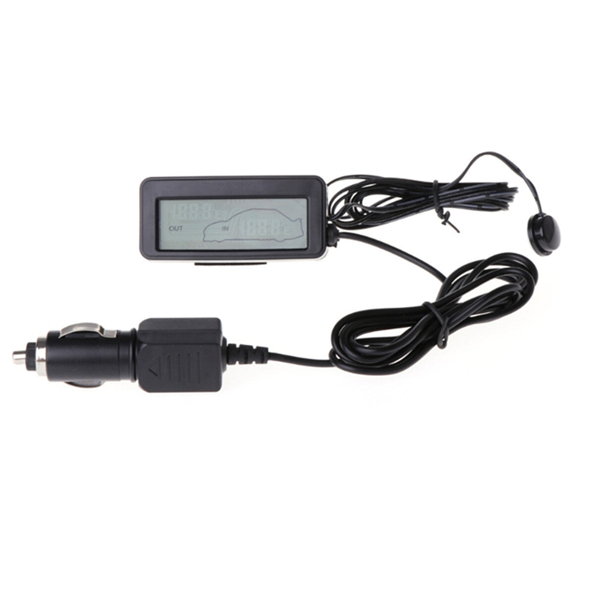 Digital Car LCD Display Inside Outside Thermomete Sensor Auto Accessories Black