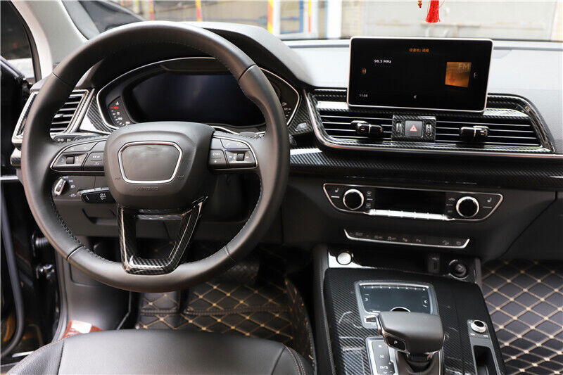 1P Inner Steering Wheel U Type Cover Trim Fit for Audi Q5 2018-2024 Carbon Fiber