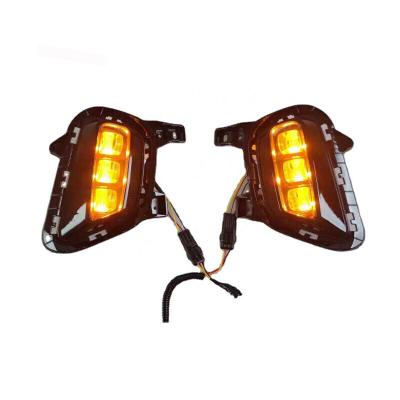 Pair LED Daytime Running DRL Turn Signal Fog Lamps for Kia Sonet 2020-2021