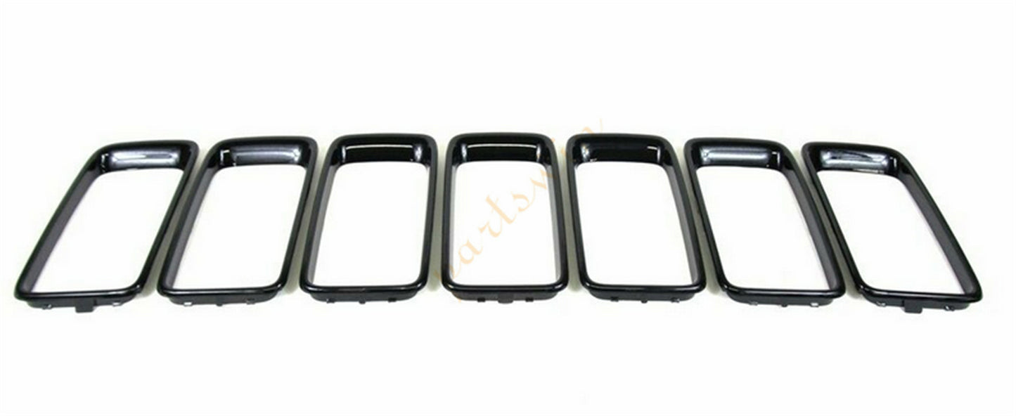 7-Piece Black Trim Ring Grille Insert Set for 2014-2016 for Jeep Grand Cherokee Gloss n