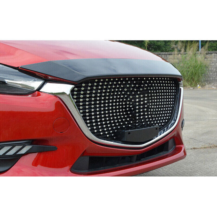 for Mazda 3 Axela 2017 Carbon Fiber ABS Front Grille Grill Engine Hood Strip