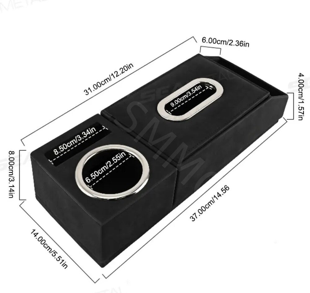 Car Armrest Cushion Mat Tissue Storage Box Center Console Protection Black Q