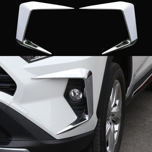 for Toyota RAV4 2019-23 Chrome Front bumper Fog Light Lamp Cover spoiler Trim 2X