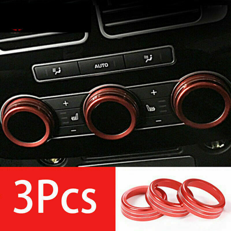 3Pcs Red Car AC Volume Knob Cover Trim for Land Rover for Range Rover L405 2013-2017
