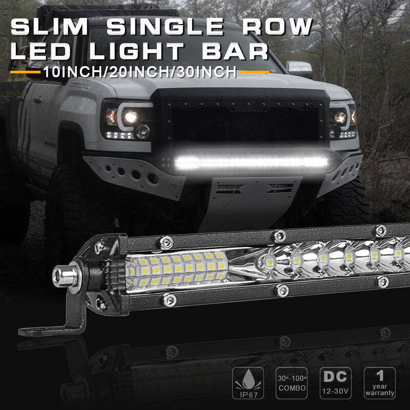 10inch Ultra Slim LED Work Light Bar Spot Flood Combo Fog Offroad Driving SUV US