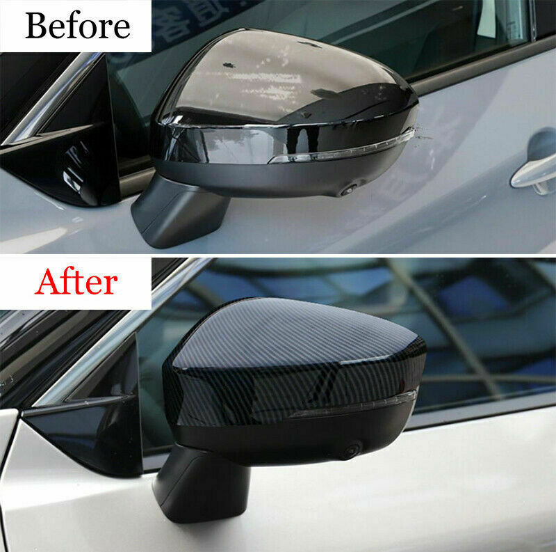 Carbon Fiber Color RearView Side Mirror Cover Caps for Nissan Rogue 2021-2023