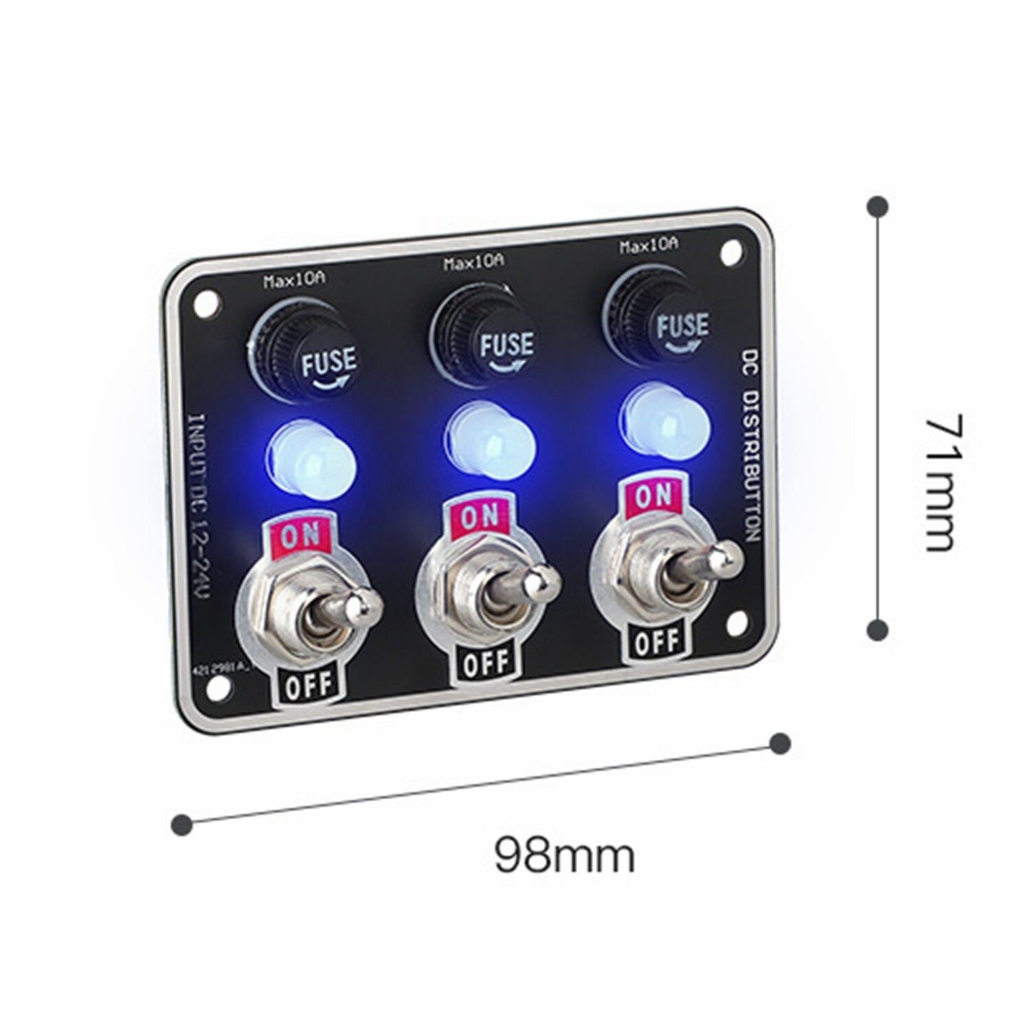 3 Gang Metal Rocker Switch Panel with LED Circuit Breaker Fuse Box for Automotive and Marine Use n