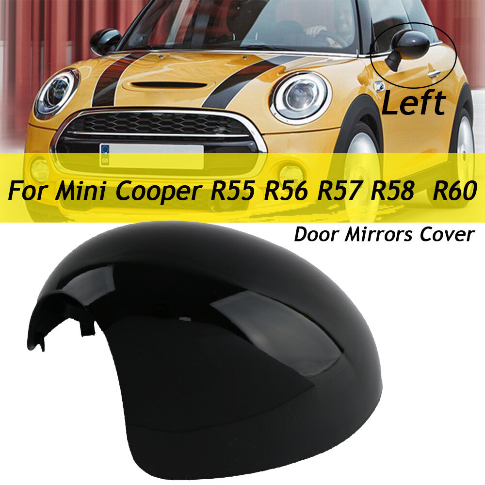 Left door mirror cover for Mini Cooper R55 R56 R57 R58 R60, gloss black.