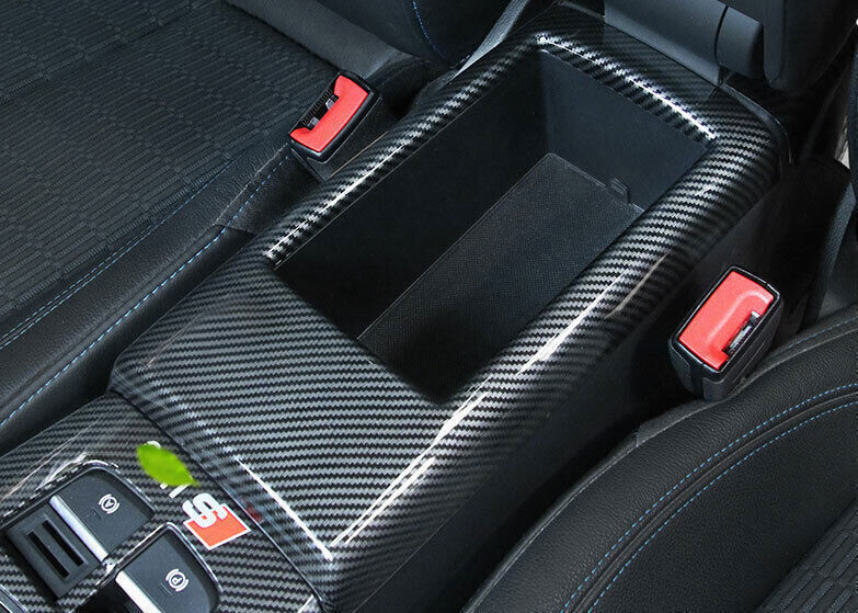 For 14-20 for Audi A3 S3 Carbon Fiber Look Central Console Storage Box Cover Trim 1X