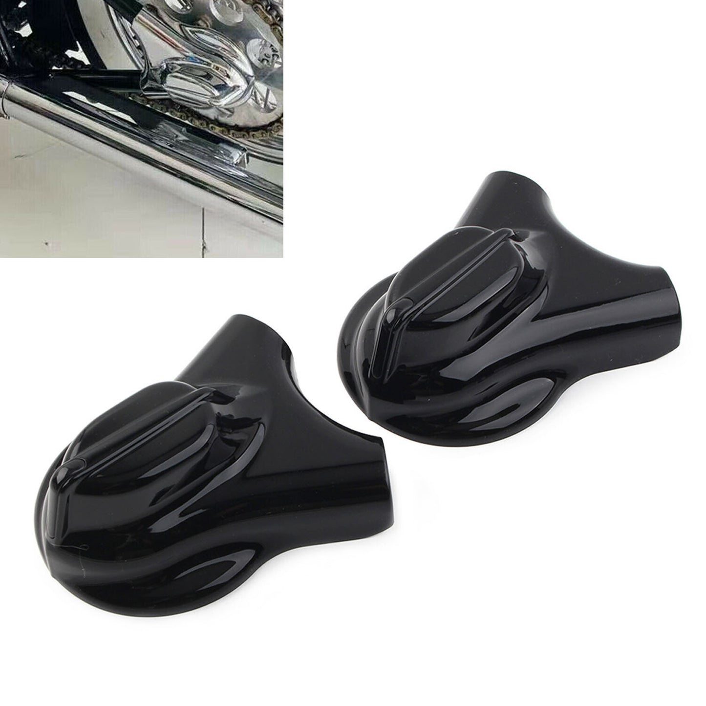 Black Rear Swingarm Axle Covers Kit for Harley Heritage Softail 2008-2017 FXS Q