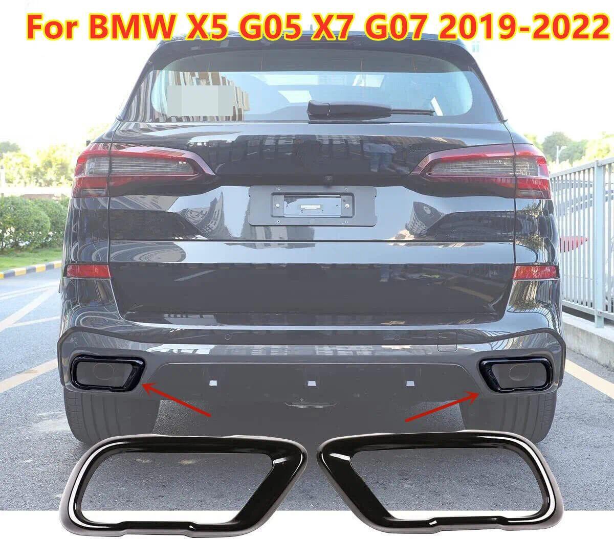2 Stainless Exhaust Pipe Cover Trim for BMW X5 G05 X7 G07 2019-21 Black NEW