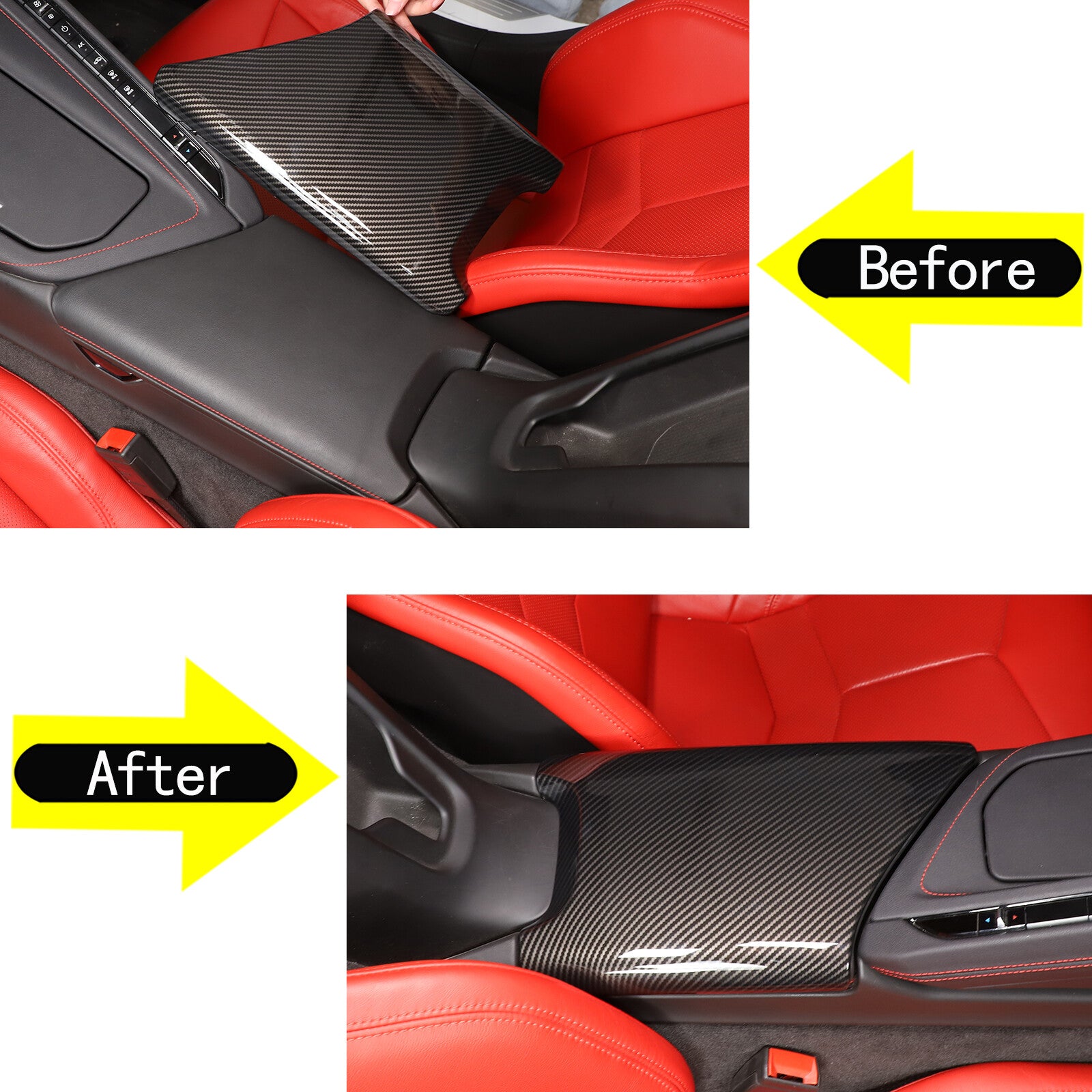 Carbon ABS console armrest box cover for Corvette C8 Stingray Z06 Z51 2020-2023 n