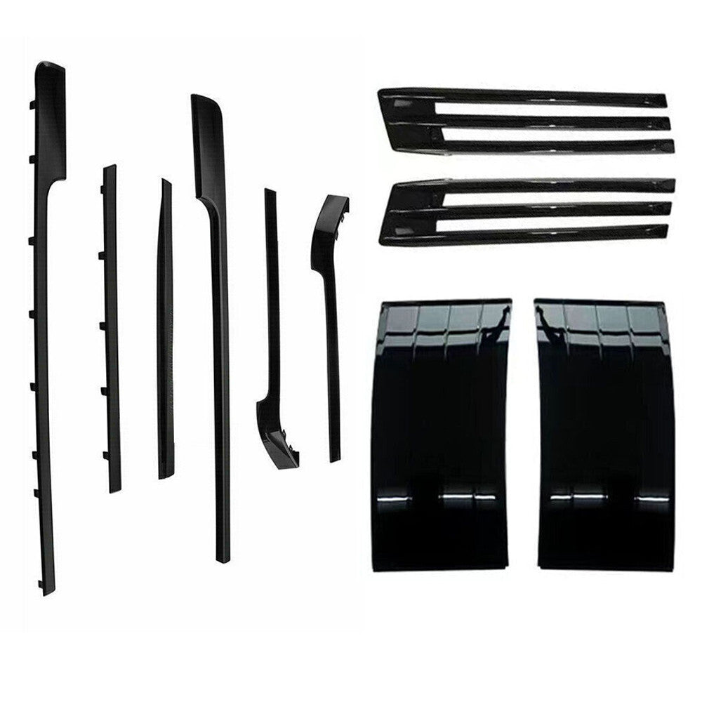 Fog Light Cover+Side Body Fender Vent Trim Strip Kit for Range Rover 18-22 Black