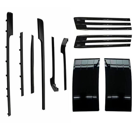 Fog Light Cover+Side Body Fender Vent Trim Strip Kit for Range Rover 18-22 Black