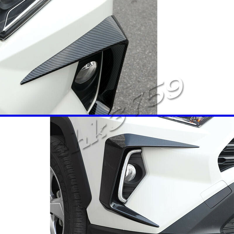 Carbon Color Exterior Front Fog Light Lamp Cover Trims for Toyota RAV4 2019-2023