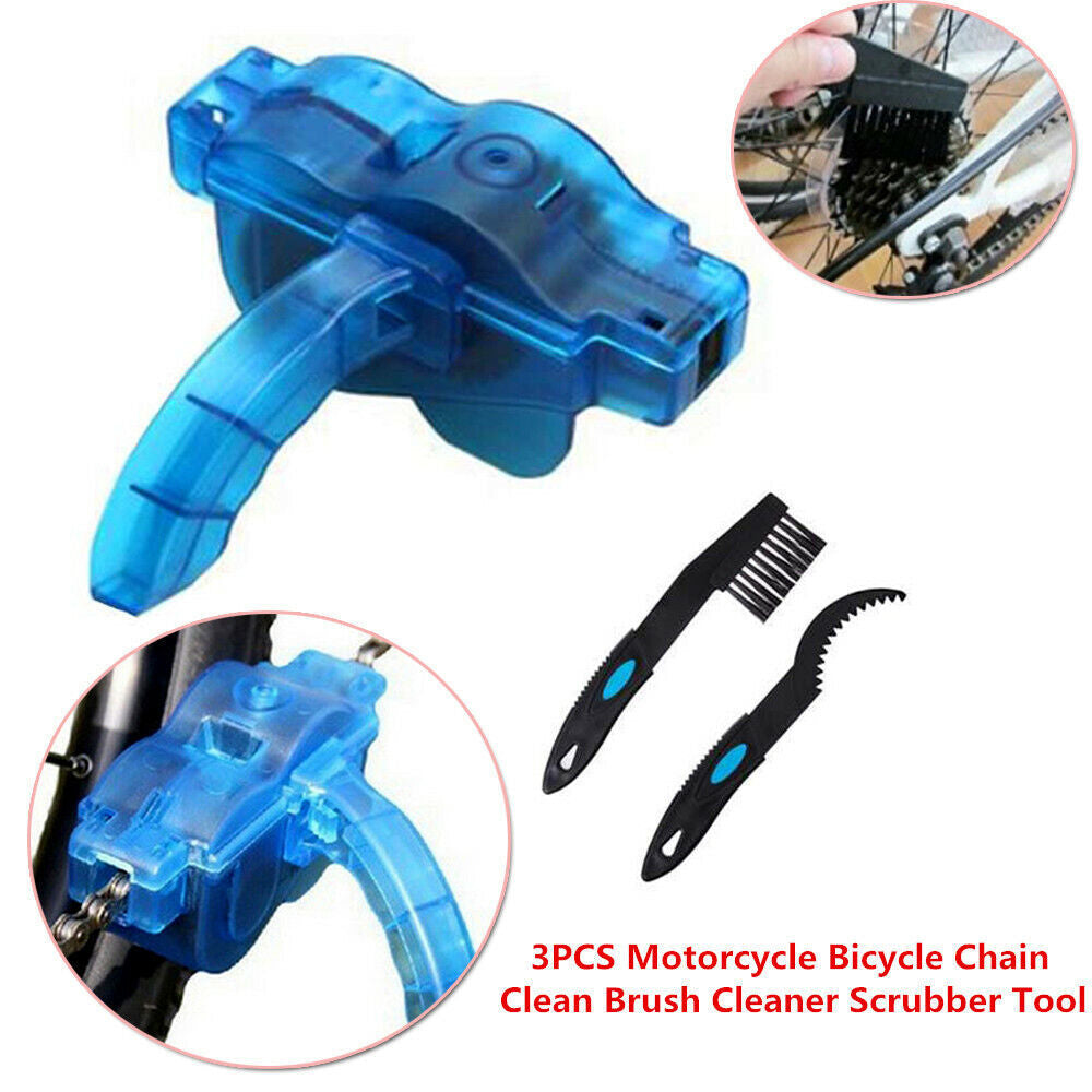 3-Piece Motorcycle and Bicycle Chain Cleaning Brush - Convenient Cleaning and Washing Tool n