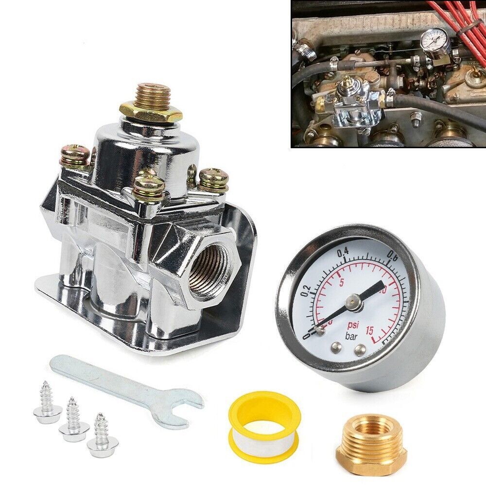 For Holley 12-803 2 Port 4 1/2 to 9 PSI Carburetor Fuel Pressure Regulator Gauge Q