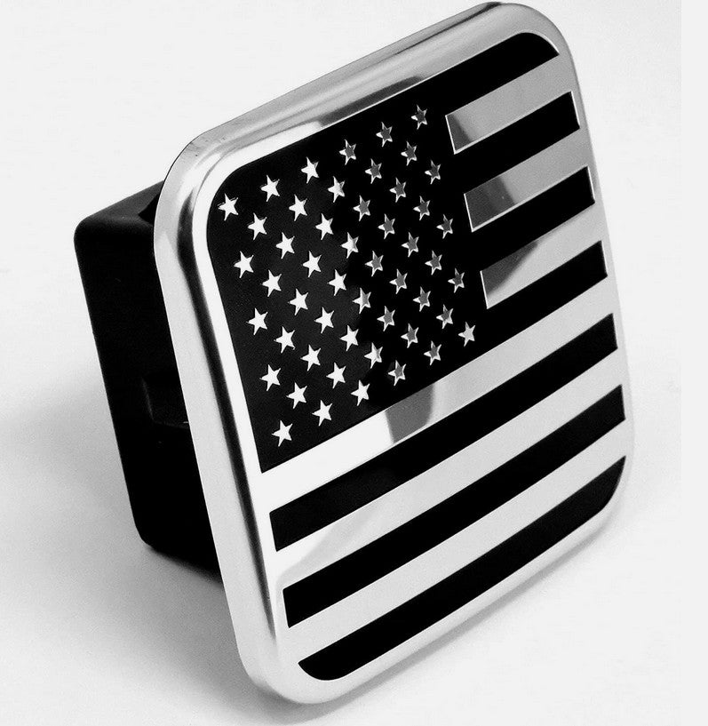 Car hook protector plug cap tow receiver 2.5 inch American flag silver black for Chevrolet