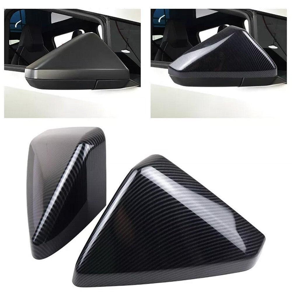 2X for Tesla For Cybertruck 24 Carbon Fiber Exterior Rear View Mirror Cover Trim