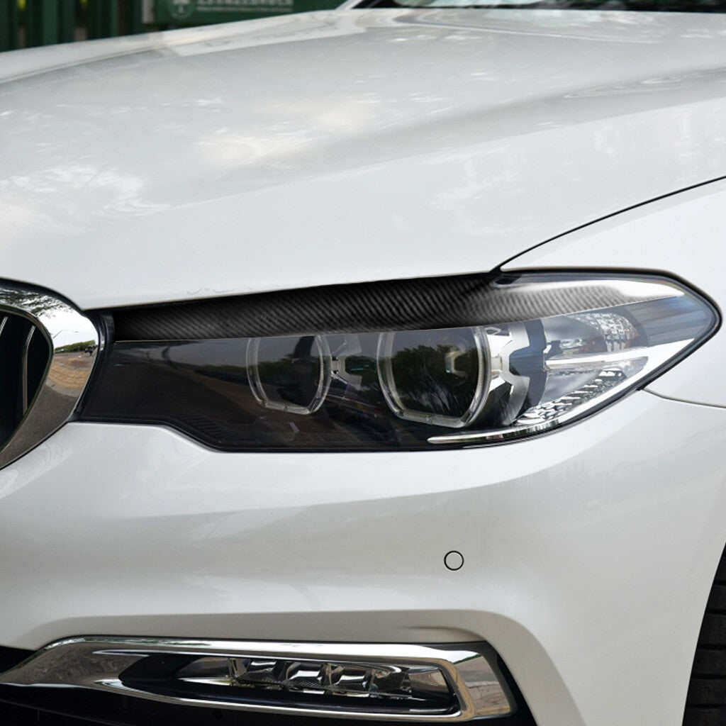 Carbon Fiber Headlight Eyelid Eyebrow Trim for BMW 5 Series G30 G38 530i 2018-22
