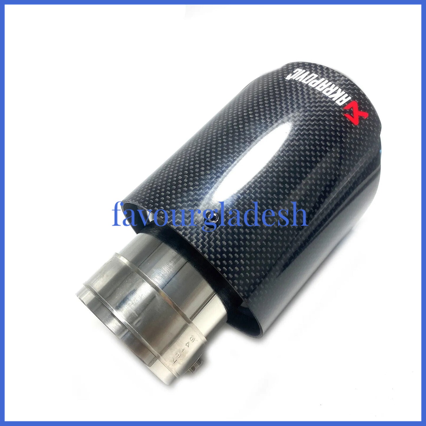 1X 3.0 76mm  4.5114mm Akrapovic Glossy Carbon Fiber Exhaust tip Blue End pipe