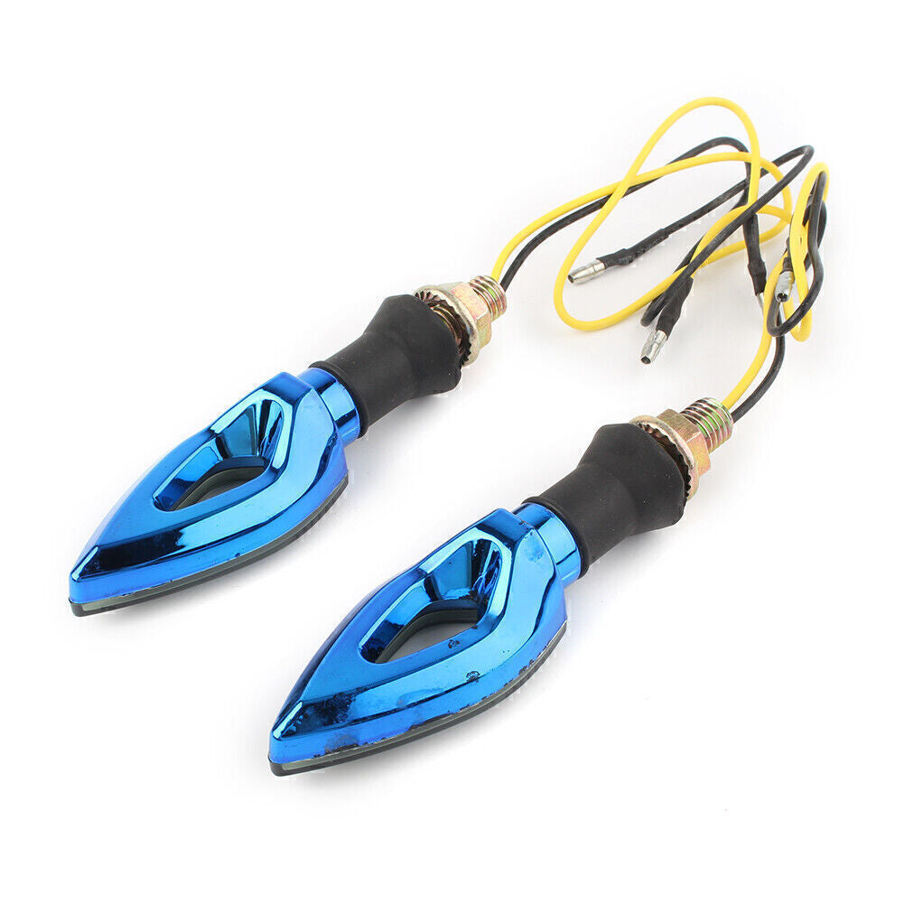 Pair 12V LED Turn Signal Indicator Blinker Amber Light Lamps Blue Universal