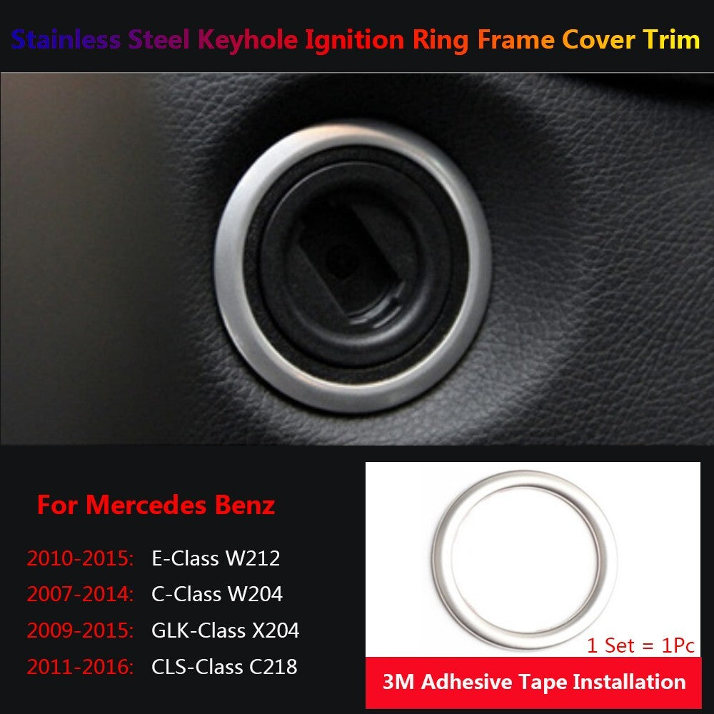 Stainless for Mercedes-Benz W204 W212 C218 X204 Car Ignition Key Hole Cover Trim