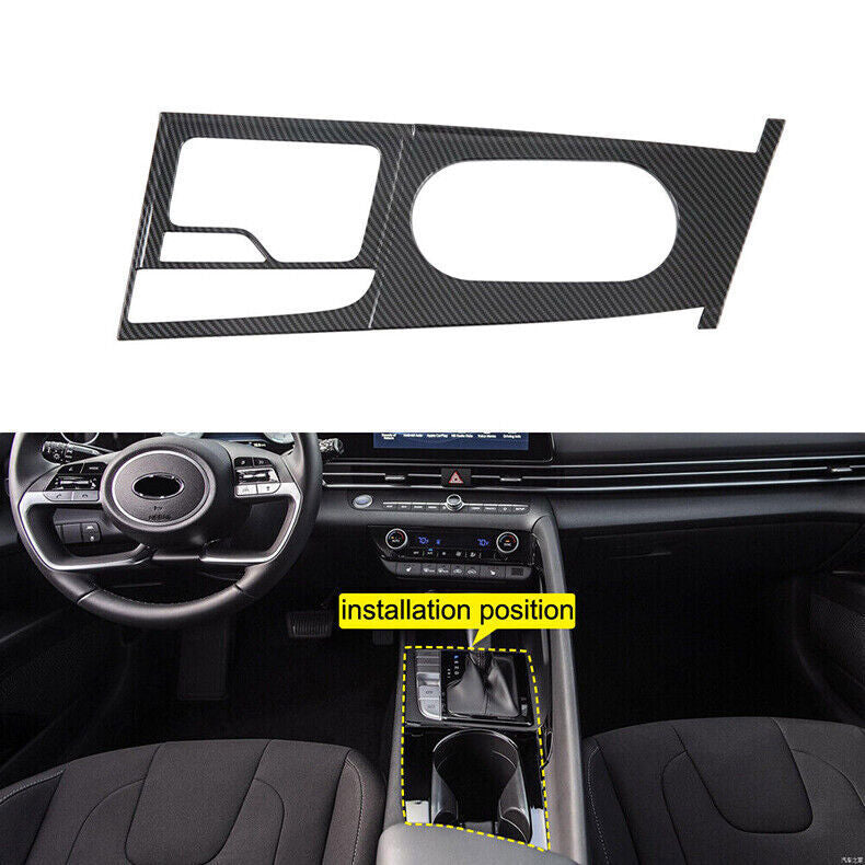 for Hyundai for Elantra 2021-2023 ABS Carbon Interior Gear Shift Panel Frame Cover n