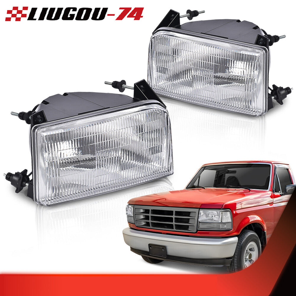Pair of Clear Halogen Headlights Left and Right Fits 1992 - 1996 for - v