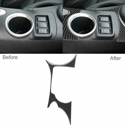 Carbon Fiber Console Water Cup Holder Panel Frame Trim for Nissan 370Z 2009-20